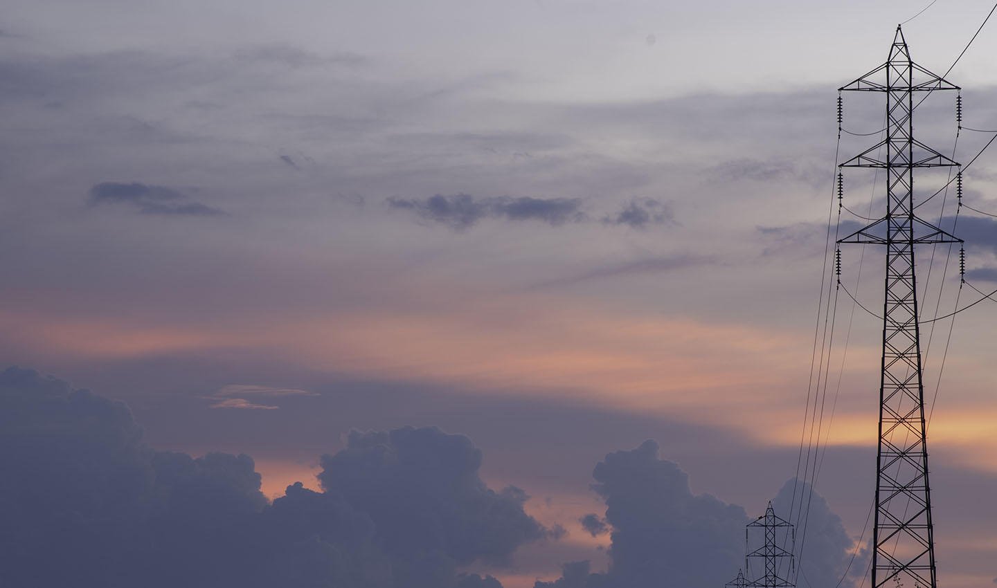View of electricity pylon from below