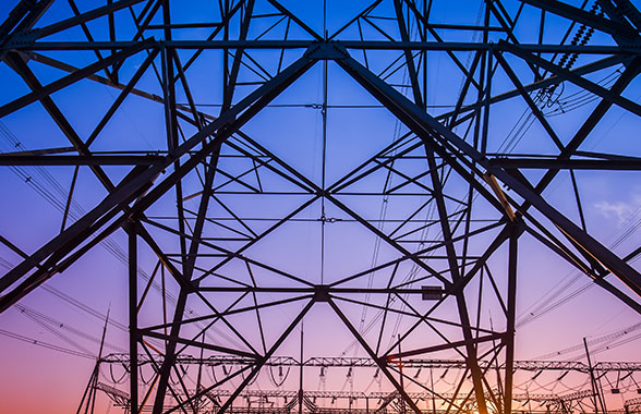 electrical tower at sunset
