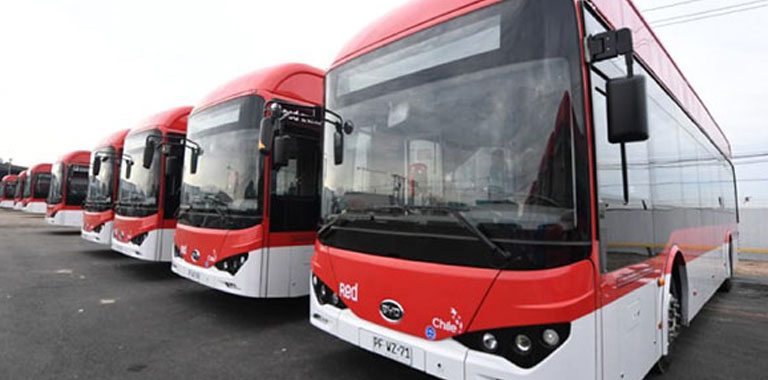 row of electric buses