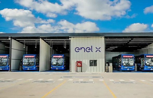 Enel X electric buses in shelter