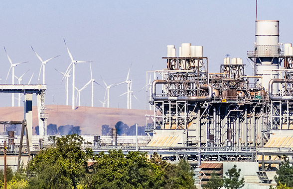Natural gas power plant and wind farm, San Fransisco, CA