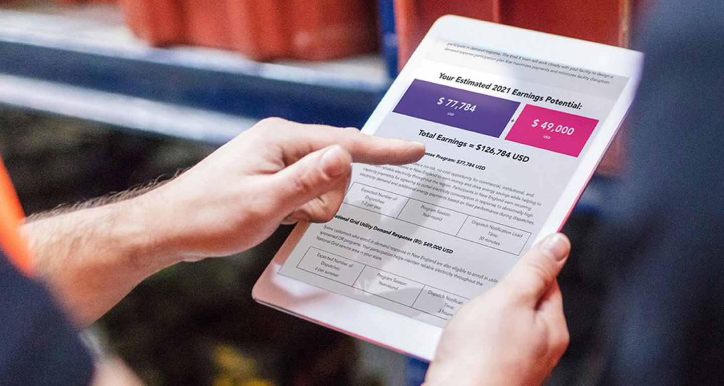 Customer using Demand Response Calculator on an iPad
