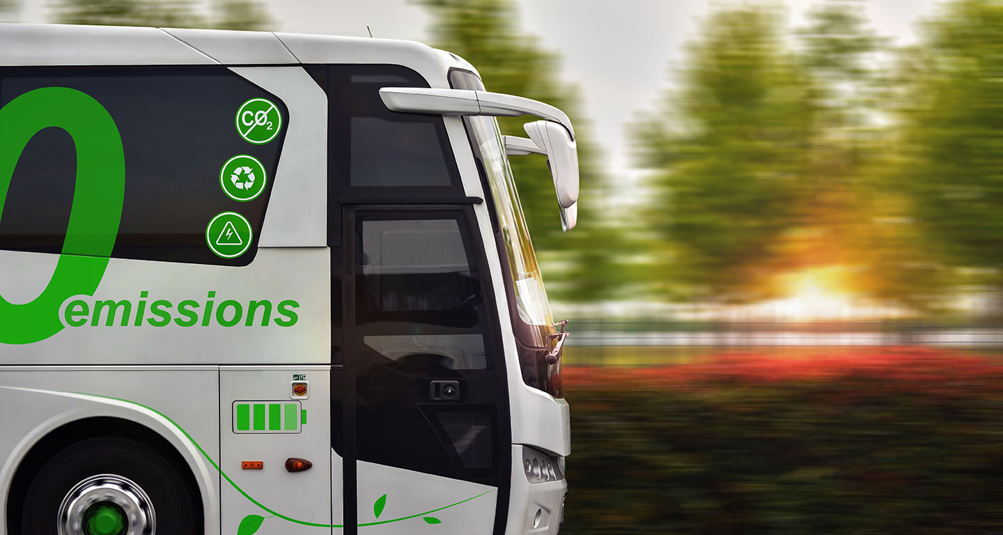 electric bus in motion