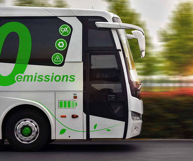 electric bus in motion