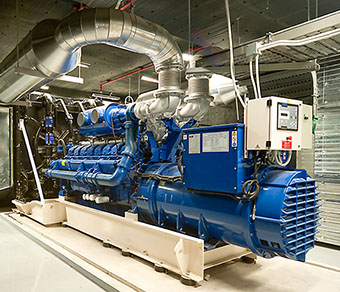 large blue backup generator