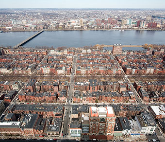 aerial view of downtown Boston