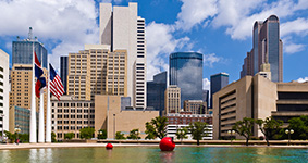 Dallas skyline and reflecting pool