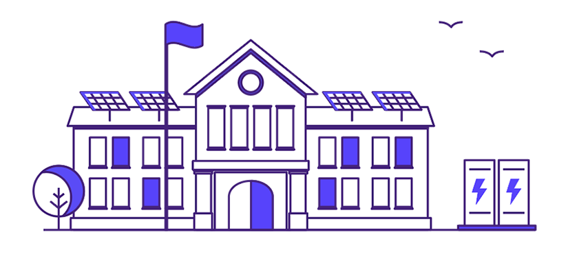 Illustration of school with solar plus storage